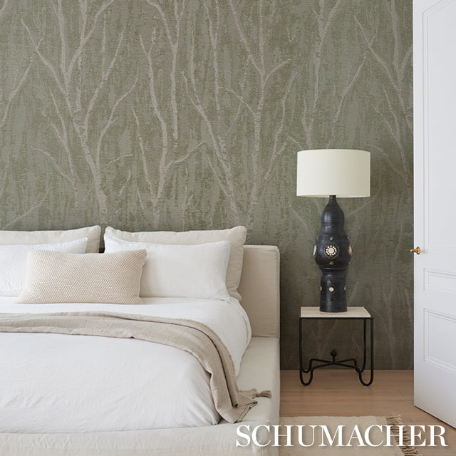 Komorebi Illuminated Forest by Schumacher Textured & Woven Wallcovering – Schumacher 5016591