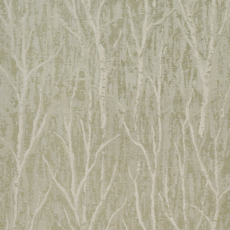Komorebi Illuminated Forest wallpaper by Schumacher featuring a shimmering arboreal pattern in a bedroom setting.