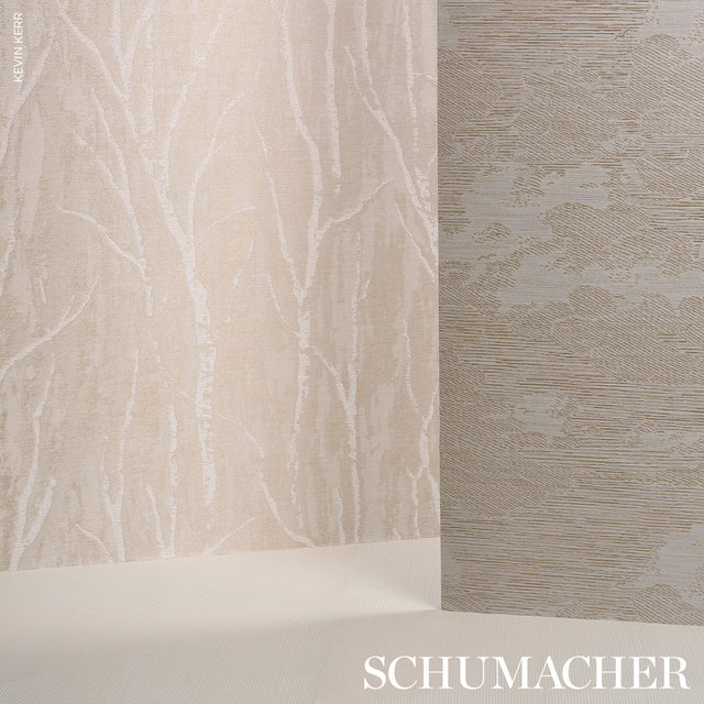 Komorebi Golden Hour by Schumacher Textured Metallic Wallpaper – Schumacher 5016592, 55 in x 35 ft