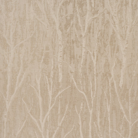 Komorebi Golden Hour wallpaper by Schumacher featuring a shimmering arboreal pattern in a textural metallic weave.