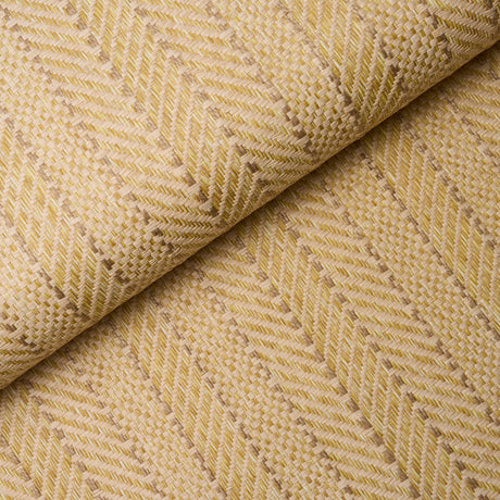 Zig Zag Paperweave wallpaper in Sesame by Schumacher, featuring a textured herringbone stripe pattern in woven paper and jute.