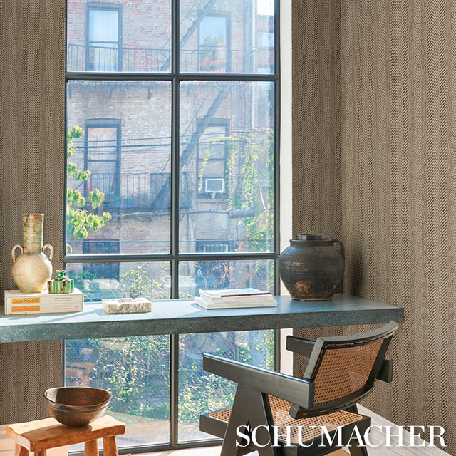 Zig Zag Paperweave Flax by Schumacher Textured & Woven Wallcovering – Schumacher 5016601