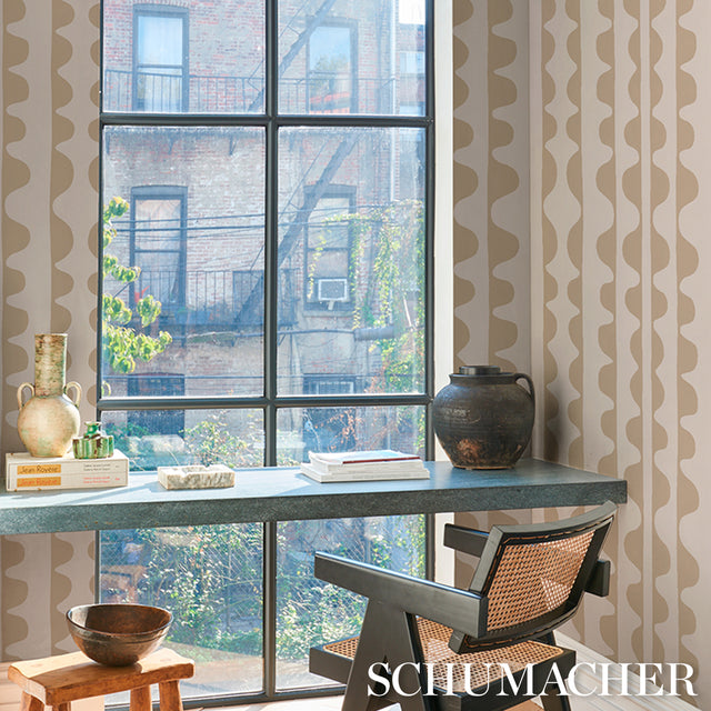 Drift Hand Print Wafer by Schumacher Modern Wavy Stripe Wallpaper – Schumacher 5016620