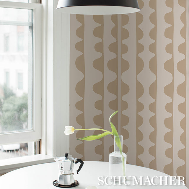Drift Hand Print Wafer by Schumacher Modern Wavy Stripe Wallpaper – Schumacher 5016620