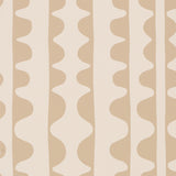 Drift Hand Print wallpaper in Wafer by Schumacher, featuring a modern wavy stripe pattern in beige and cream.