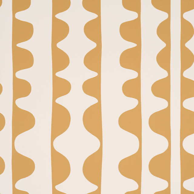 Drift Hand Print wallpaper in Ginger by Schumacher, featuring bold wavy vertical stripes in a modern hand-printed style.