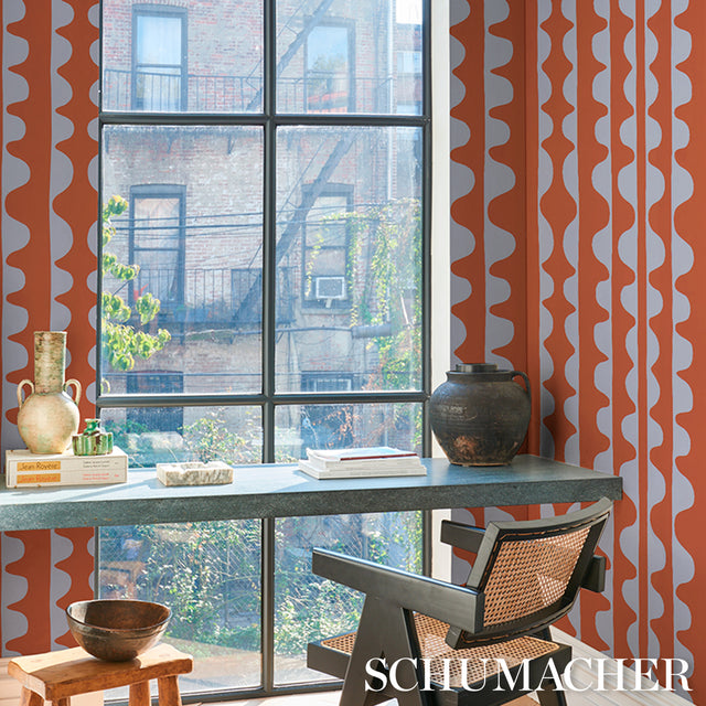 DRIFT Currant by Schumacher Modern Wavy Stripe Wallpaper – Schumacher 5016622