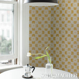Raze Sisal Maize by Hadiya Williams Modern Checkerboard Sisal Wallpaper – Schumacher 5016630