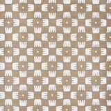 Raze Sisal wallpaper in Dust by Hadiya Williams for Schumacher, featuring a modern checkerboard pattern with white comb shapes on a textured neutral background.