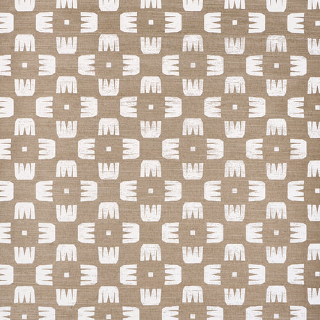 Raze Sisal wallpaper in Dust by Hadiya Williams for Schumacher, featuring a modern checkerboard pattern with white comb shapes on a textured neutral background.