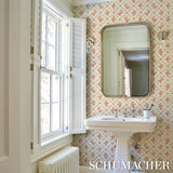 Corail Leaf Trellis Coral by Timothy Corrigan Designer Wallpaper – Schumacher 5016641
