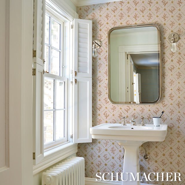 Corail Leaf Trellis Blush by Timothy Corrigan Botanical Trellis Wallpaper – Schumacher 5016642