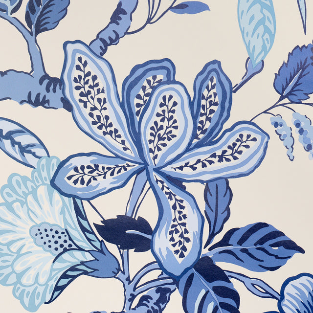 Huntington Gardens Bleu Marine by Schumacher Timothy Corrigan Botanical Wallpaper – Schumacher 5016660