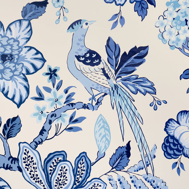 Huntington Gardens Bleu Marine by Schumacher Timothy Corrigan Botanical Wallpaper – Schumacher 5016660
