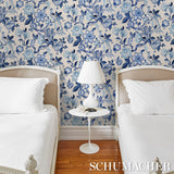 Huntington Gardens Bleu Marine by Schumacher Timothy Corrigan Botanical Wallpaper – Schumacher 5016660