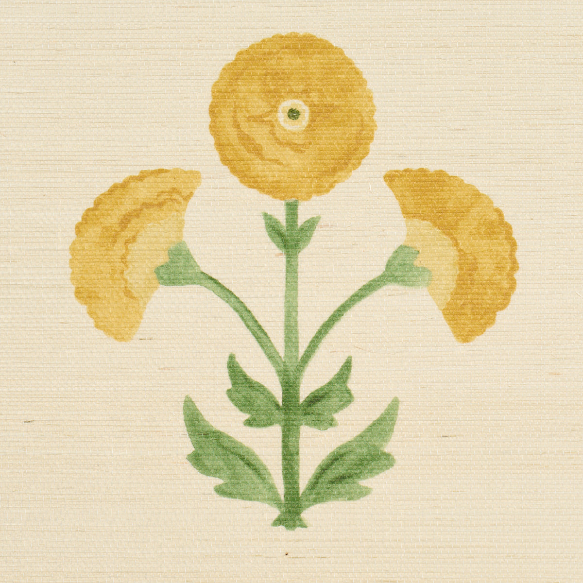 Saranda Flower Sisal Marigold by Schumacher Painterly Floral Wallpaper – Schumacher 5016670