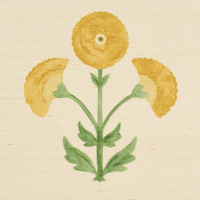 Saranda Flower Sisal Marigold by Schumacher Painterly Floral Wallpaper – Schumacher 5016670