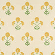 Saranda Flower Sisal wallpaper in marigold, featuring stylized yellow flowers and green leaves on a textured background.