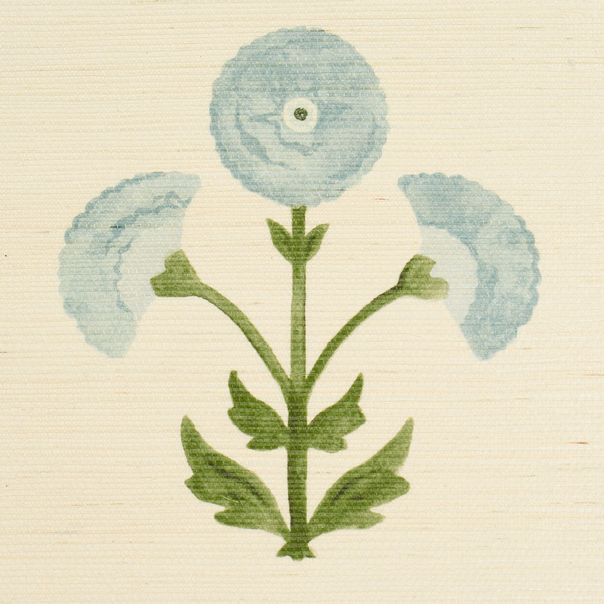 Saranda Flower Sisal Sky by Schumacher Painterly Floral Sisal Wallpaper – Schumacher 5016671