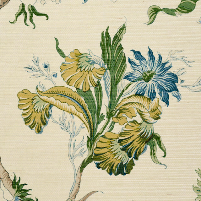 Josephine Sisal Peacock by Schumacher Tree of Life Floral Wallpaper – Schumacher 5016680