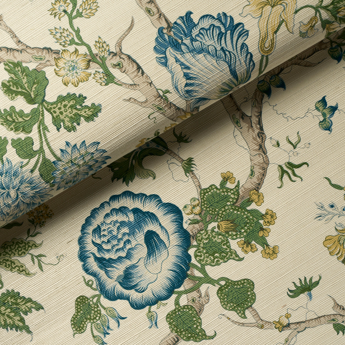 Josephine Sisal Peacock by Schumacher Tree of Life Floral Wallpaper – Schumacher 5016680