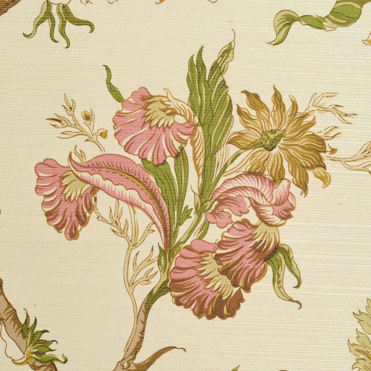 Josephine Sisal Citron by Schumacher Tree of Life Floral Wallpaper – Schumacher 5016681