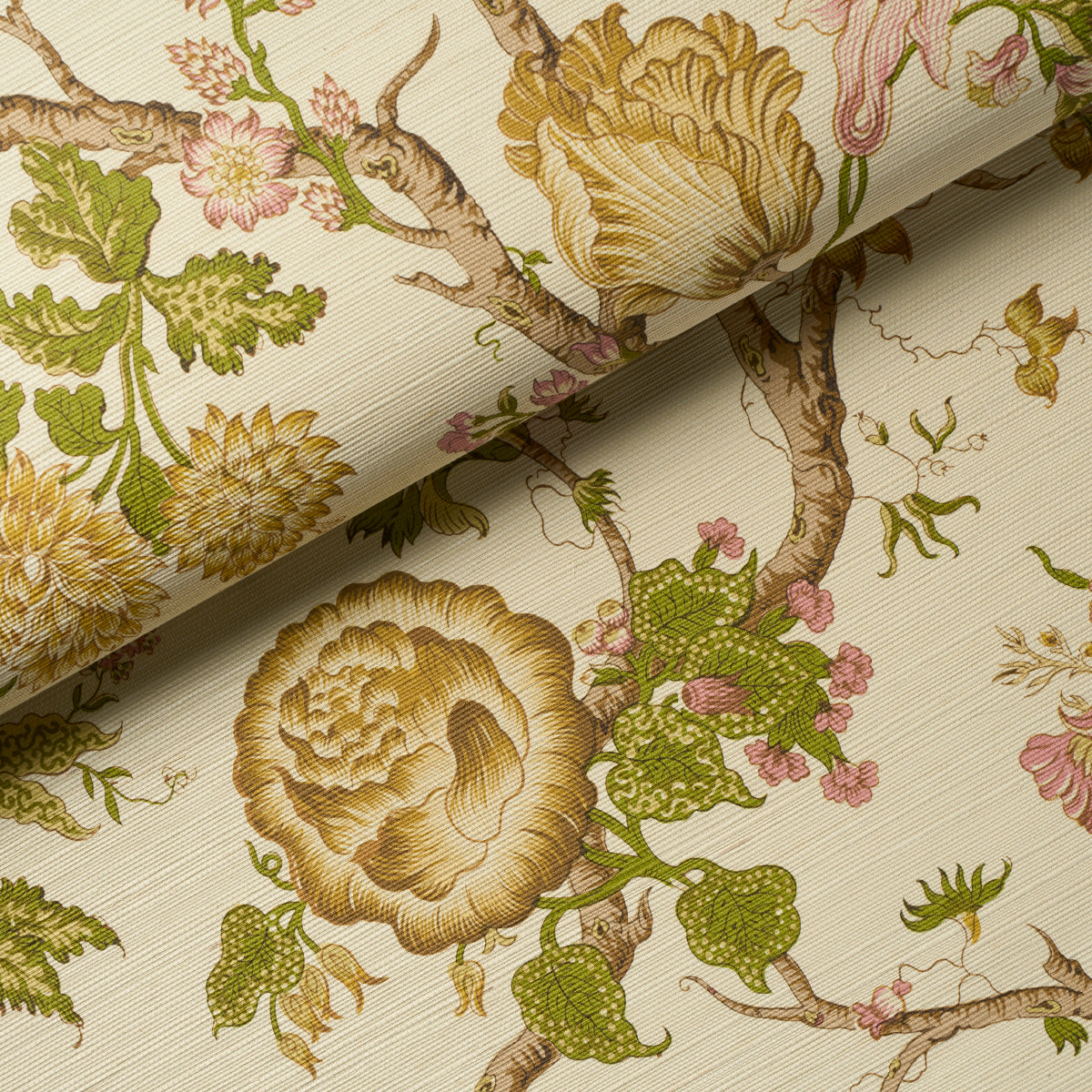 Josephine Sisal Citron by Schumacher Tree of Life Floral Wallpaper – Schumacher 5016681