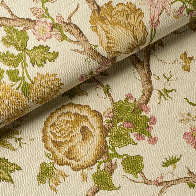 Josephine Sisal Citron by Schumacher Tree of Life Floral Wallpaper – Schumacher 5016681