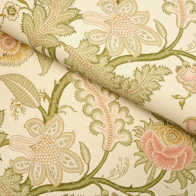 Sinhala Sisal Pink & Green by Schumacher Traditional Floral Wallcovering – Schumacher 5016690
