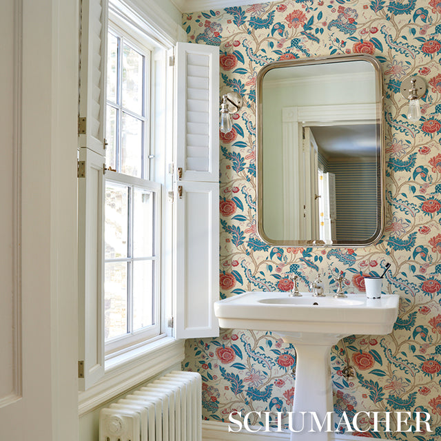 SINHALA SISAL Rouge & Indigo by Schumacher Traditional Tree of Life Wallpaper – Schumacher 5016691