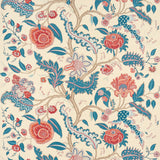 SINHALA SISAL wallpaper in Rouge & Indigo by Schumacher, a traditional tree of life design with floral and botanical motifs.