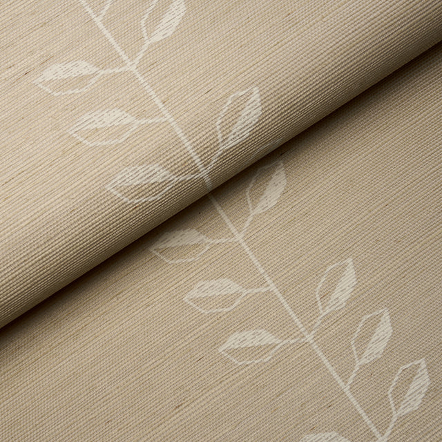 Geo Leaf Sisal Bone & White by Schumacher Textured Woven Wallcovering – Schumacher 5016700