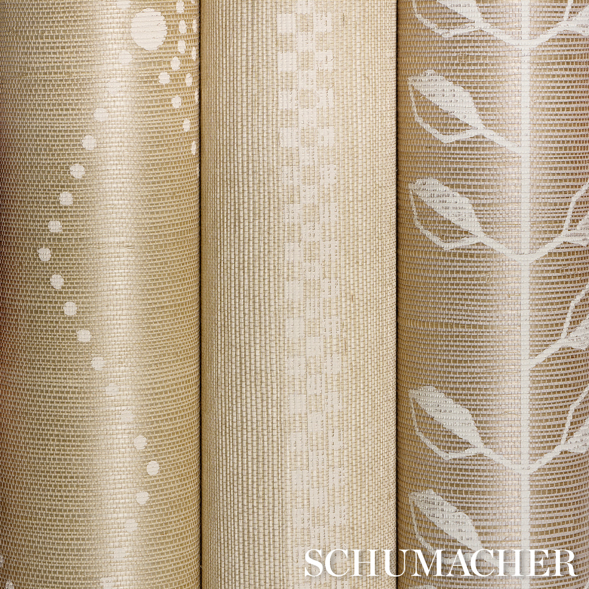 Geo Leaf Sisal Bone & White by Schumacher Textured Woven Wallcovering – Schumacher 5016700