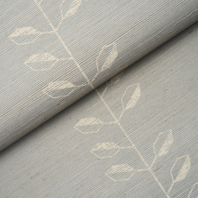 Geo Leaf Sisal Mineral & Ivory by Schumacher Textured Botanical Sisal Wallpaper – Schumacher 5016702