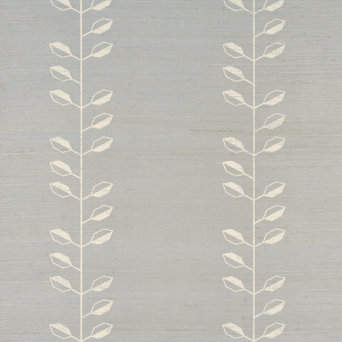 Geo Leaf Sisal wallpaper in Mineral & Ivory by Schumacher, featuring an abstract botanical leaf pattern on a textured sisal background.