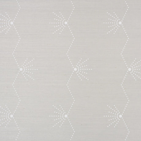Royère Stripe Sisal wallpaper in Dove by Schumacher, featuring a rhythmic Art Deco-inspired zigzag stripe pattern on sisal.