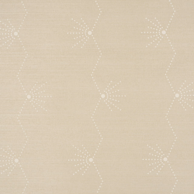 Royère Stripe Sisal wallpaper in sand colorway, featuring a rhythmic Art Deco-inspired zigzag stripe pattern on textured sisal by Schumacher.