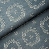 Beveled Frame Sisal wallpaper in Denim by Schumacher, featuring a modern trompe l'oeil panel motif on textured sisal.
