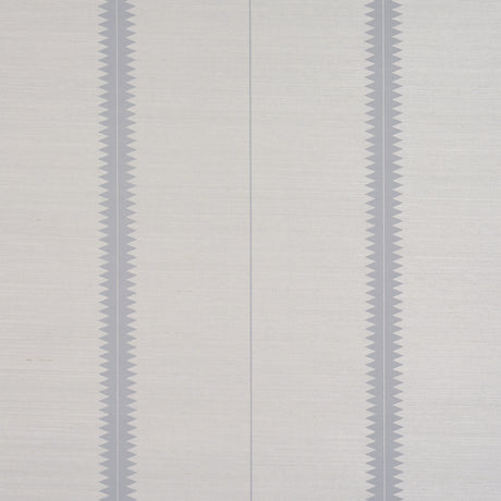 Bristle Stripe Sisal wallpaper in Dove by Schumacher, featuring a hand-printed sawtooth stripe on Haruki Sisal in a soft neutral colorway.