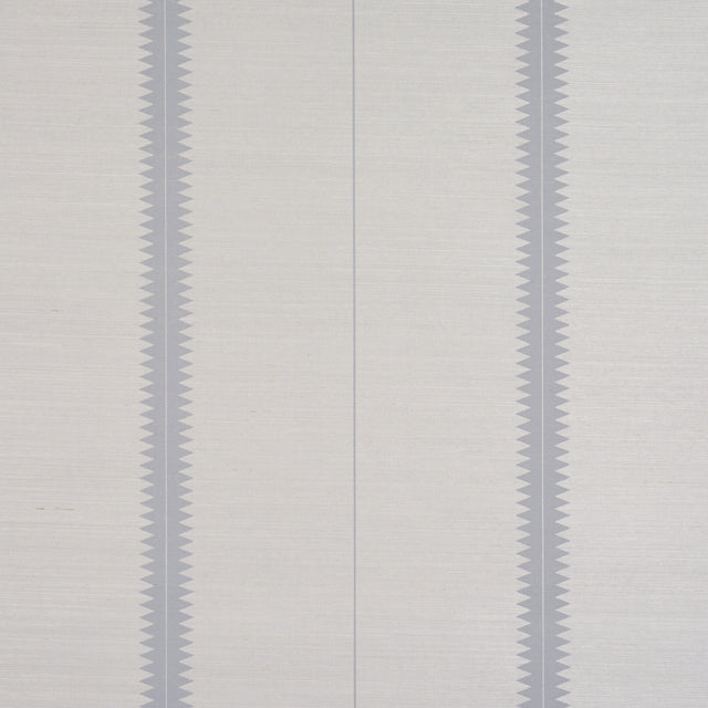 Bristle Stripe Sisal wallpaper in Dove by Schumacher, featuring a hand-printed sawtooth stripe on Haruki Sisal in a soft neutral colorway.
