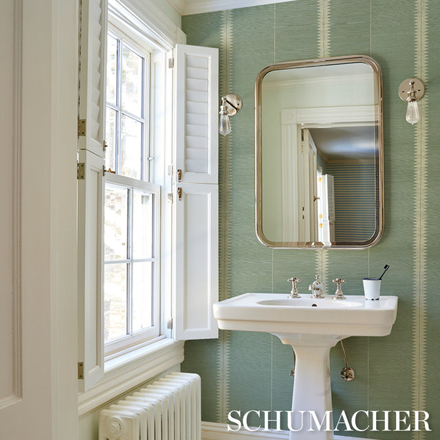 Bristle Stripe Sisal Seaglass by Schumacher Textured & Woven Wallcoverings – Schumacher 5016742