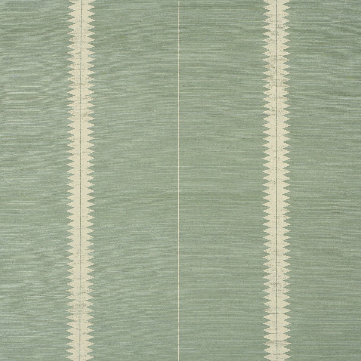 Bristle Stripe Sisal wallpaper in Seaglass by Schumacher, featuring a sawtooth stripe pattern on a textured woven surface.