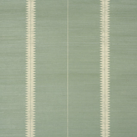Bristle Stripe Sisal wallpaper in Seaglass by Schumacher, featuring a sawtooth stripe pattern on a textured woven surface.