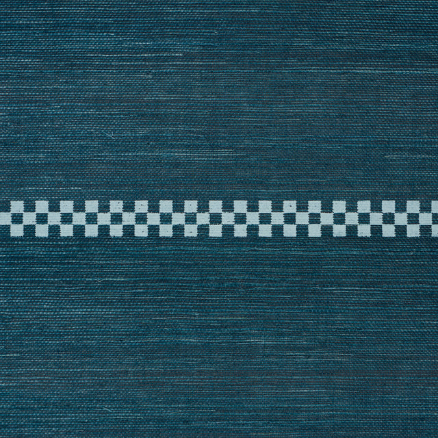Checkered Stripe Sisal Peacock by Schumacher Textured & Woven Wallcoverings – Schumacher 5016752