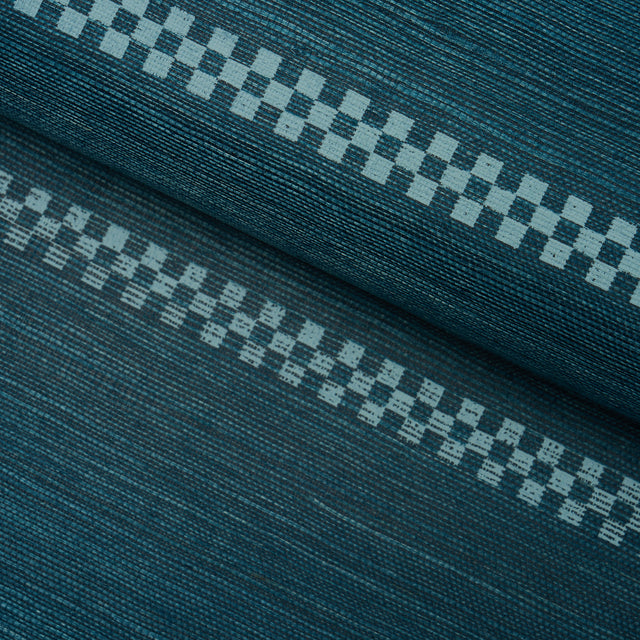 Checkered Stripe Sisal Peacock by Schumacher Textured & Woven Wallcoverings – Schumacher 5016752