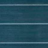 Checkered Stripe Sisal wallpaper in Peacock by Schumacher, a hand-printed, textural horizontal stripe wallcovering with a checkered motif.