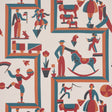 VALLY CIRCUS wallpaper by Schumacher features a playful, geometric circus-themed pattern in a multi-colorway, inspired by a 1929 design by Vally Wieselthier.