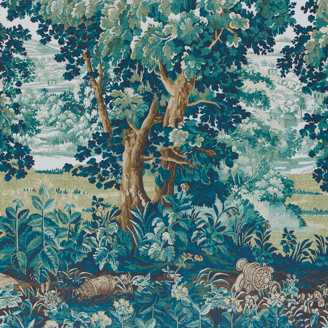 La Forêt 3 Panel Set Autumn Green Forest Scenic Wallpaper Mural – Schumacher 5016820