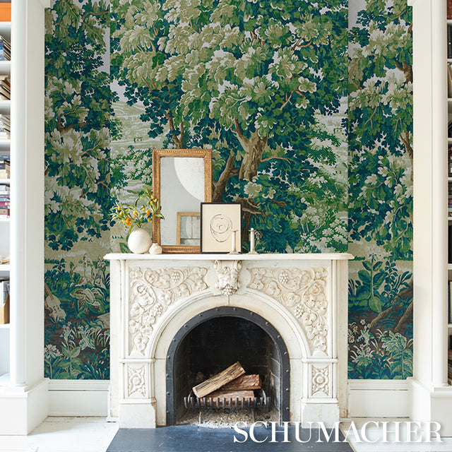 La Forêt 3 Panel Set Spring Green Forest by Johnson Hartig Scenic Forest Wallpaper – Schumacher 5016821