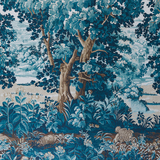 La Forêt 3 Panel Set Antique Blue Forest Scenic Wallpaper – Schumacher 5016822